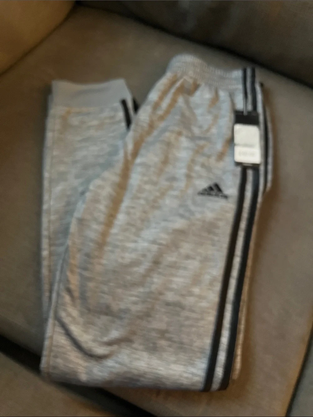 adidas Gray Sweat Joggers with Black Side Stripes Boys Size L 14/16